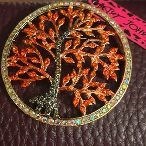 🌳Orange Crystal Tree Of Life Brooch🌳